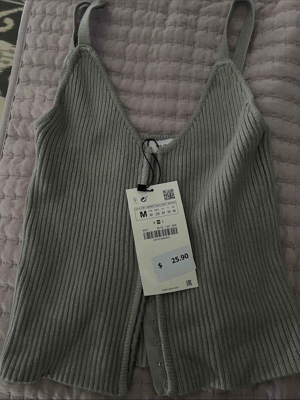 Light Gray Ribbed Knit Tank Top